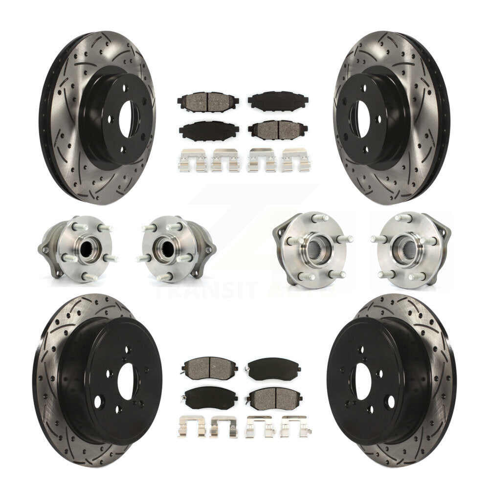 Hub Bearing Coated Disc Brake Rotor Pad Front Rear Kit (10Pc) For Subaru Impreza