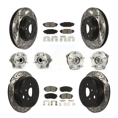 Hub Bearing Coated Disc Brake Rotor Pad Front Rear Kit (10Pc) For Subaru Impreza