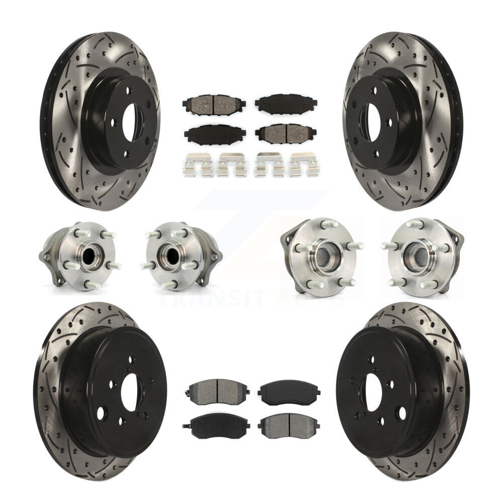 Hub Bearing Coated Disc Brake Rotor Pad Front Rear Kit (10Pc) For Subaru Impreza