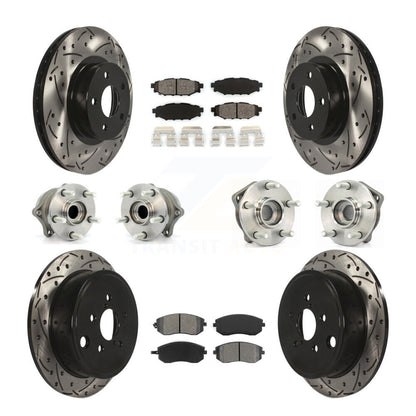 Hub Bearing Coated Disc Brake Rotor Pad Front Rear Kit (10Pc) For Subaru Impreza