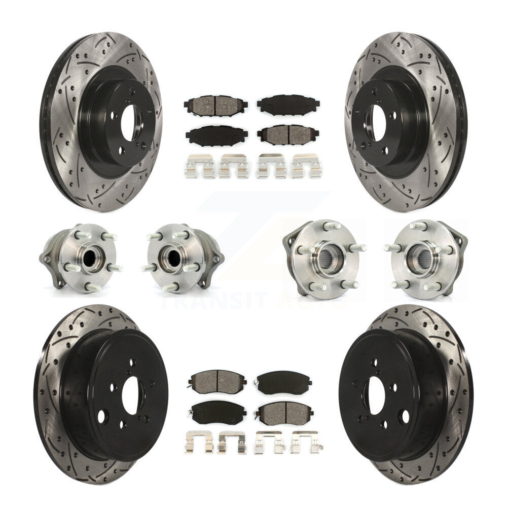 Hub Bearing Coat Brake Rotor Pad Front Rear Kit (10Pc) For Subaru Impreza Legacy