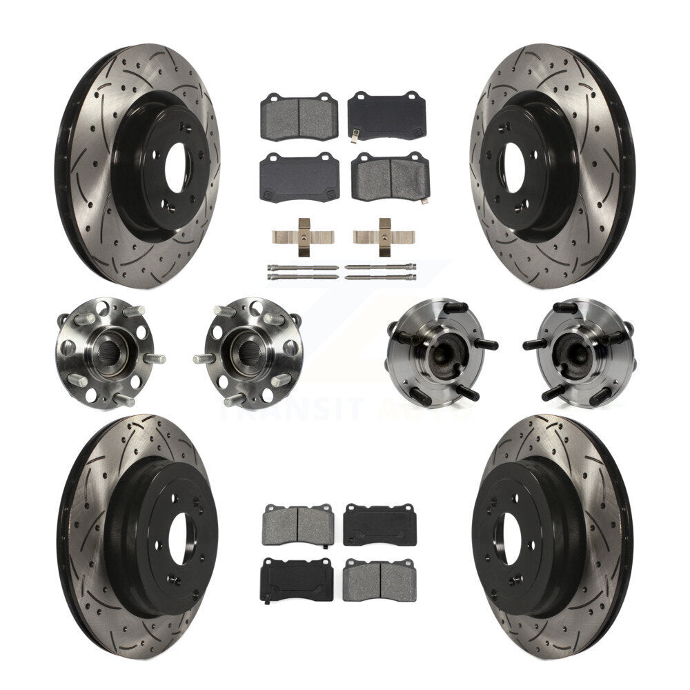 Hub Bearing Coat Brake Rotor Pad Front Rear Kit (10Pc) For Hyundai Genesis Coupe