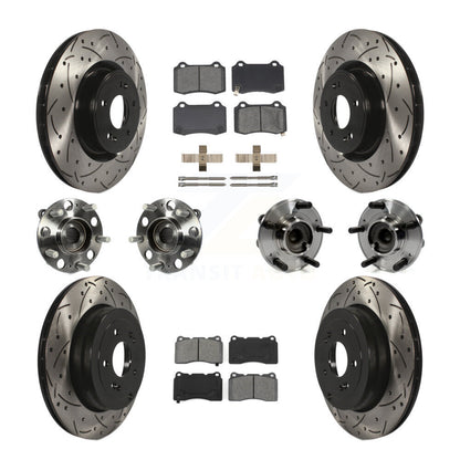Hub Bearing Coat Brake Rotor Pad Front Rear Kit (10Pc) For Hyundai Genesis Coupe