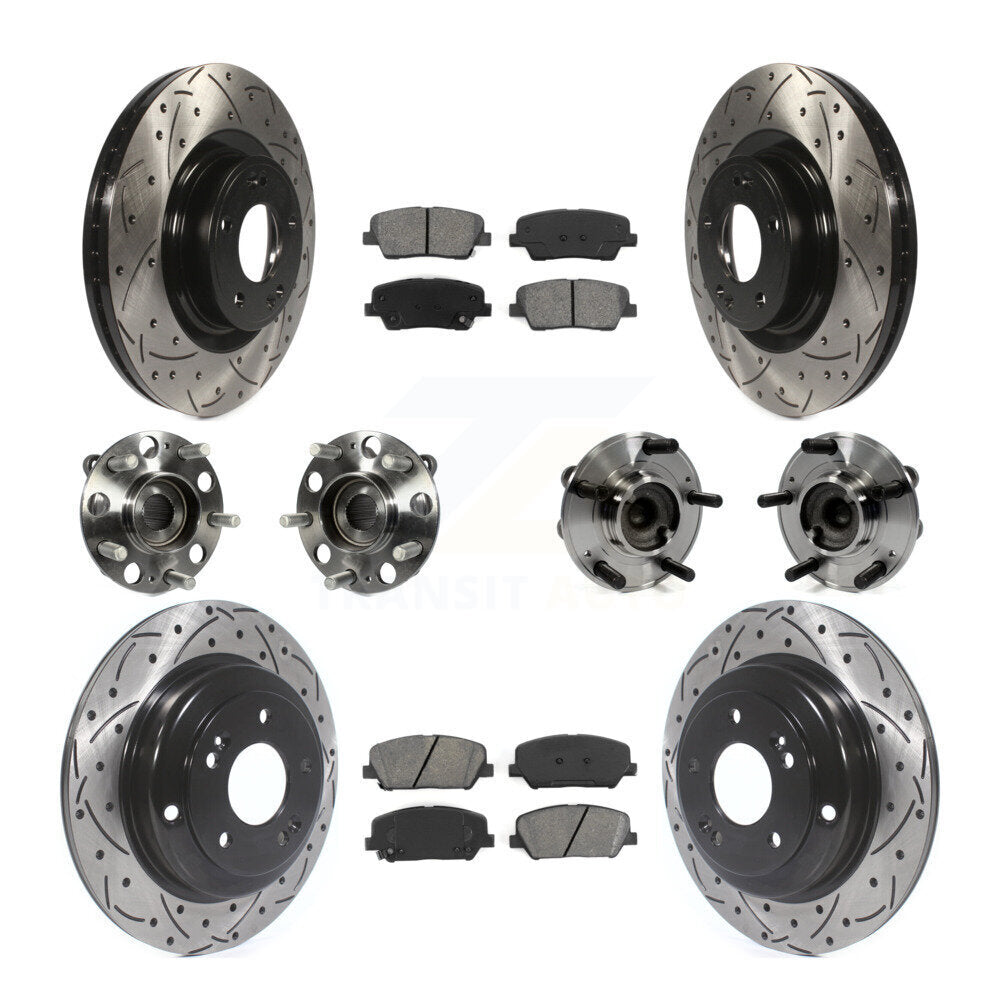 Hub Bearing Coat Brake Rotor Pad Front Rear Kit (10Pc) For Hyundai Genesis Coupe