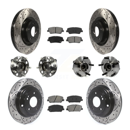 Hub Bearing Coat Brake Rotor Pad Front Rear Kit (10Pc) For Hyundai Genesis Coupe