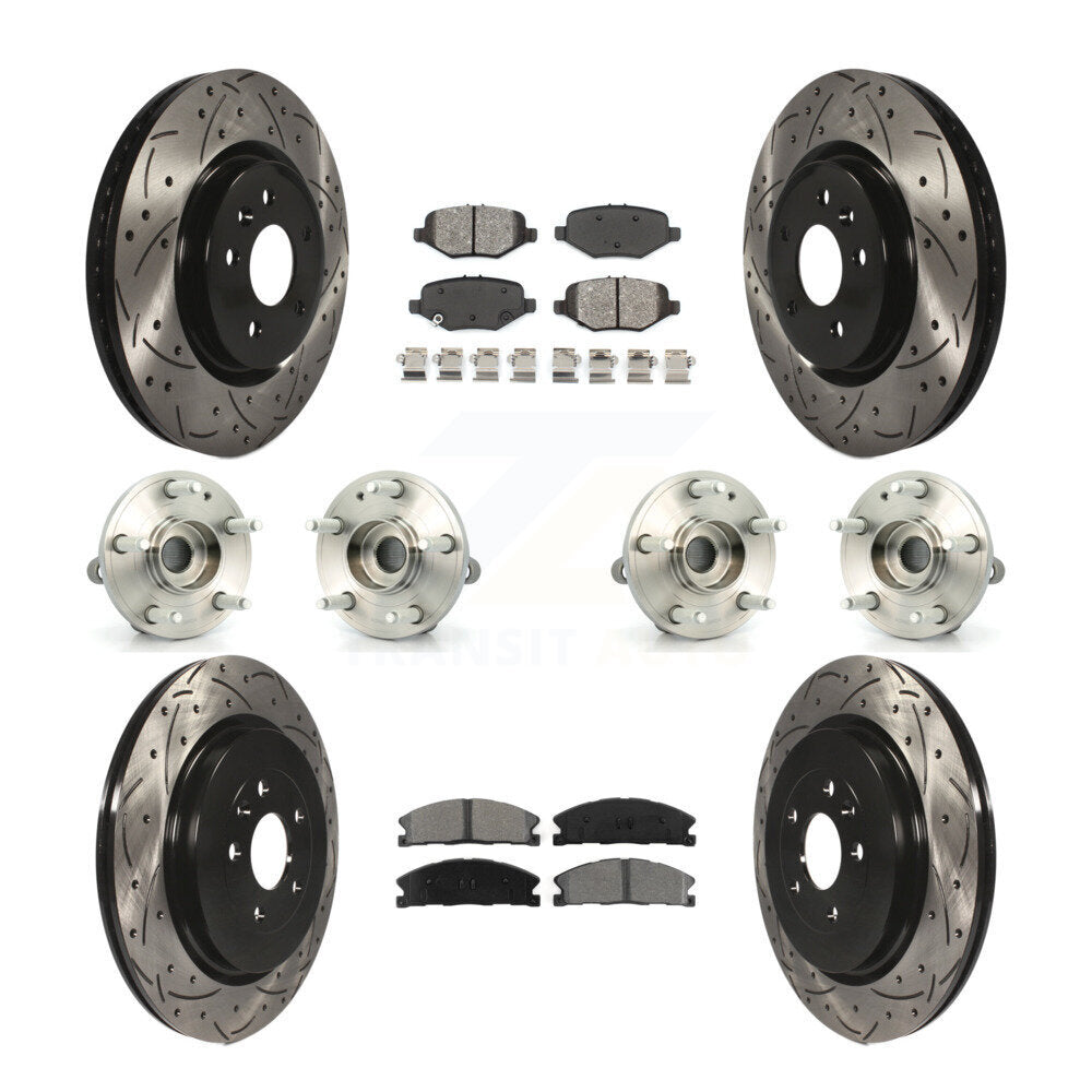 Hub Bearing Coated Brake Rotor Pad Front Rear Kit (10Pc) For Ford Explorer Sport