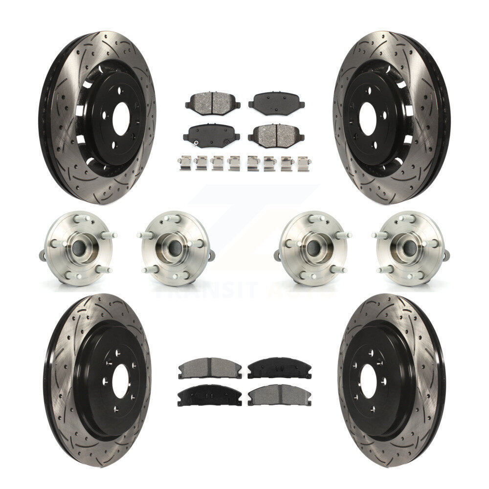 Hub Bearing Coated Disc Brake Rotor Pads Front Rear Kit (10Pc) For Ford Explorer