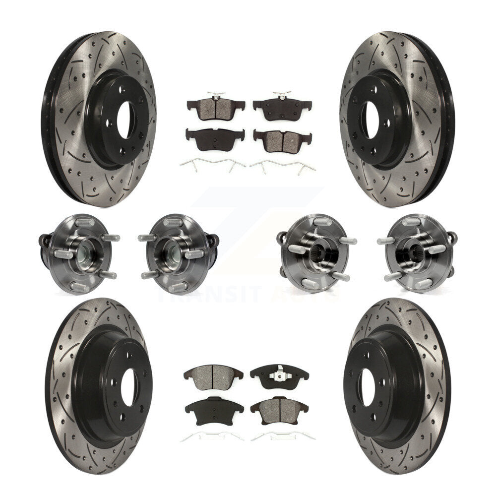 Hub Bearing Coated Brake Rotor Pad Front Rear Kit (10Pc) For Ford Fusion Lincoln