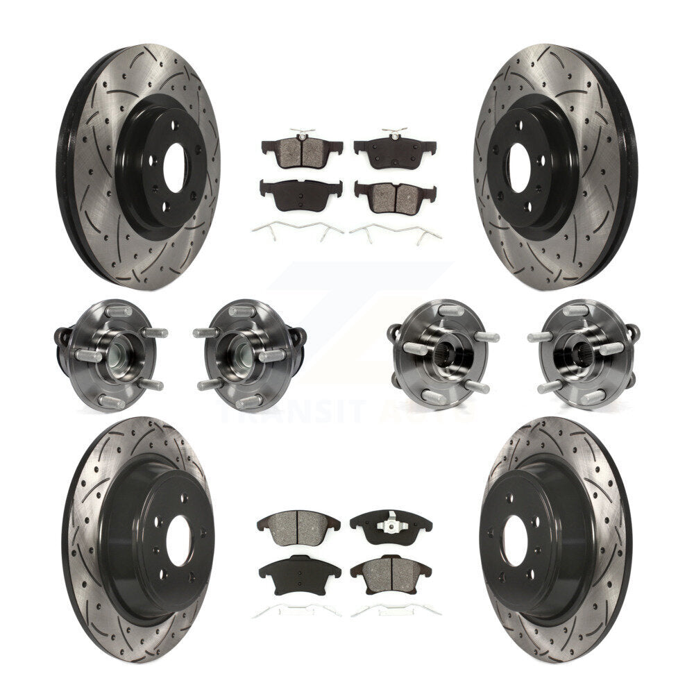 Hub Bearing Coated Brake Rotor Pad Front Rear Kit (10Pc) For Ford Fusion Lincoln