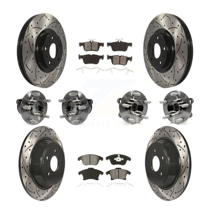 Hub Bearing Coated Brake Rotor Pad Front Rear Kit (10Pc) For Ford Fusion Lincoln