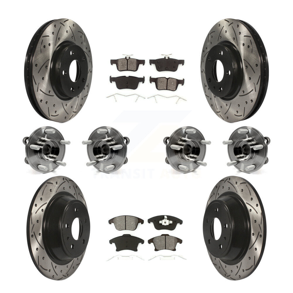 Hub Bearing Coated Disc Brake Rotor & Pads Front Rear Kit (10Pc) For Ford Fusion
