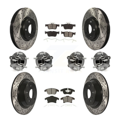 Hub Bearing Coated Disc Brake Rotor & Pads Front Rear Kit (10Pc) For Ford Fusion