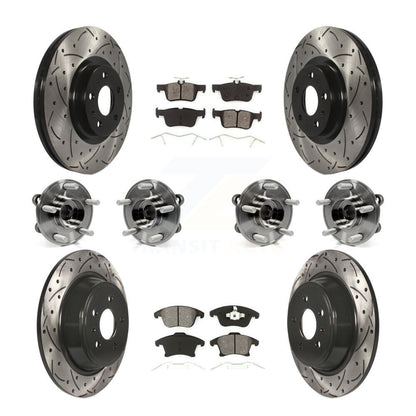 Hub Bearing Coated Disc Brake Rotor & Pads Front Rear Kit (10Pc) For Lincoln MKZ