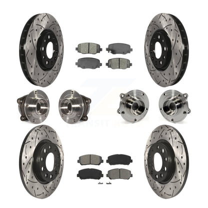 Hub Bearing Coated Brake Rotor & Pads Front Rear Kit (10Pc) For Chrysler 200 AWD