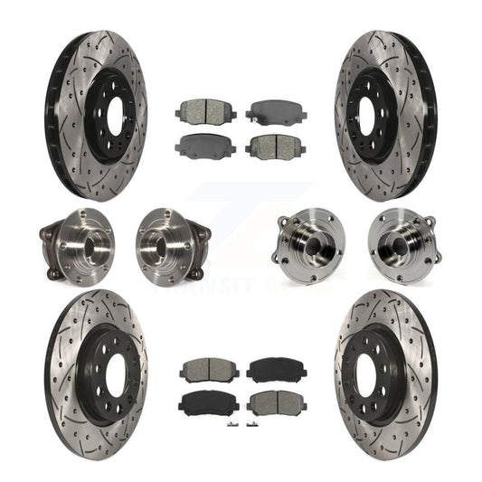 Hub Bearing Coated Brake Rotor & Pads Front Rear Kit (10Pc) For Chrysler 200 AWD