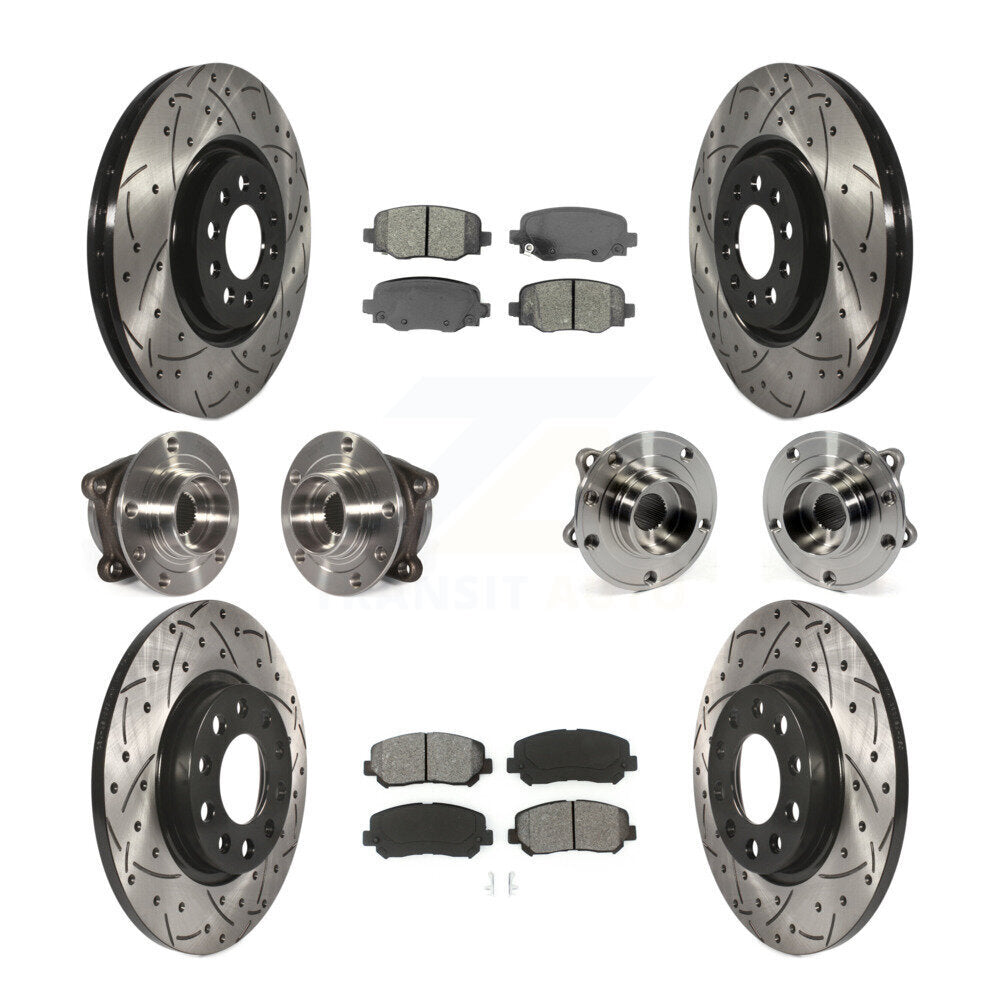 Hub Bearing Coated Brake Rotor & Pads Front Rear Kit (10Pc) For Chrysler 200 AWD