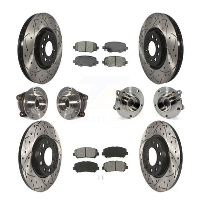 Hub Bearing Coated Brake Rotor & Pads Front Rear Kit (10Pc) For Chrysler 200 AWD