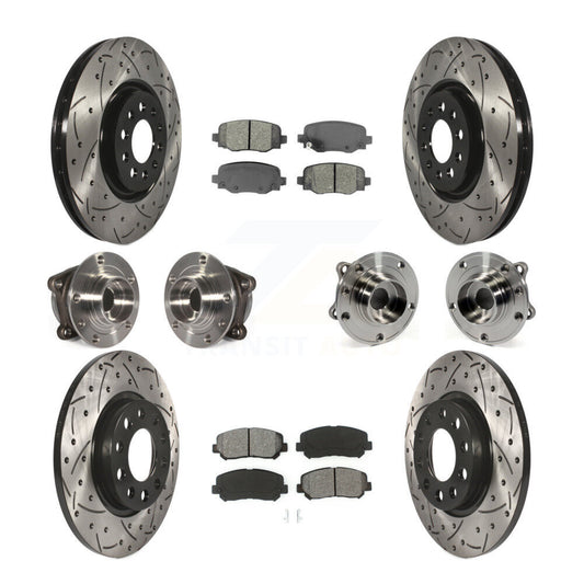 Hub Bearing Coated Brake Rotor & Pads Front Rear Kit (10Pc) For Chrysler 200 AWD