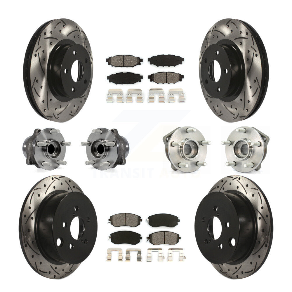 Hub Bearing Coated Disc Brake Rotor Pad Front Rear Kit (10Pc) For Subaru Impreza