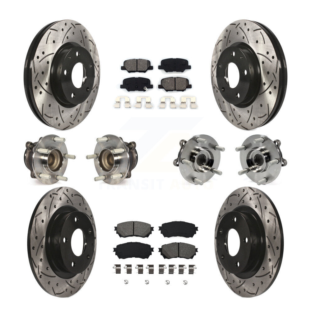 Hub Bearings Coated Disc Brake Rotors And Pads Front Rear Kit (10Pc) For Mazda 6