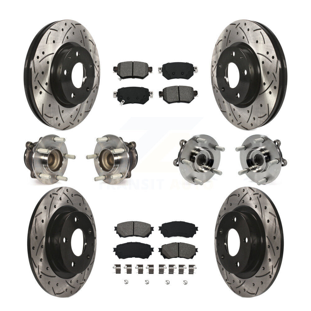 Hub Bearing Coated Brake Rotor & Pad Front Rear Kit (10Pc) For 2016-2018 Mazda 6