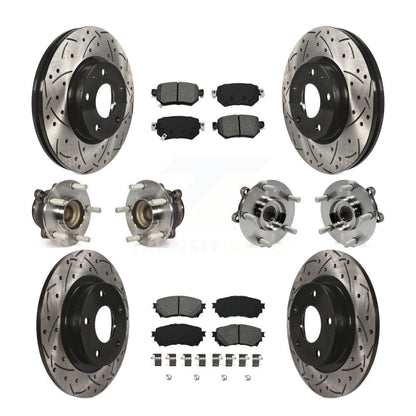 Hub Bearing Coated Brake Rotor & Pad Front Rear Kit (10Pc) For 2016-2018 Mazda 6