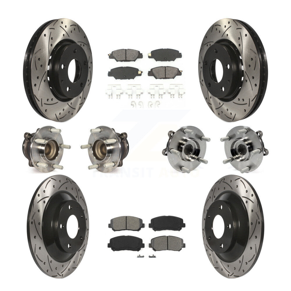 Hub Bearing Coated Disc Brake Rotor And Pad Front Rear Kit (10Pc) For Mazda CX-5
