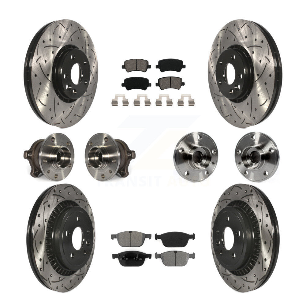 Hub Bearing Coat Brake Rotor Pads Front Rear Kit (10Pc) For 10-15 Volvo XC60 AWD