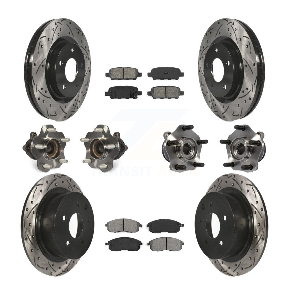 Hub Bearing Coated Disc Brake Rotor Pads Front Rear Kit (10Pc) For Nissan Sentra