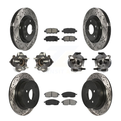 Hub Bearing Coated Disc Brake Rotor Pads Front Rear Kit (10Pc) For Nissan Sentra