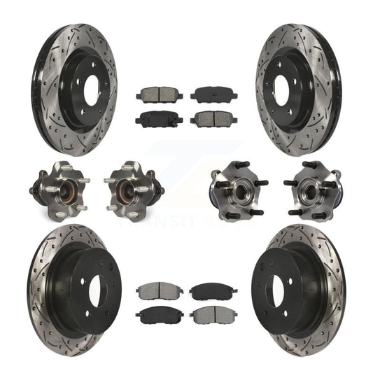 Hub Bearing Coated Disc Brake Rotor Pads Front Rear Kit (10Pc) For Nissan Sentra