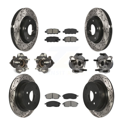 Hub Bearing Coated Disc Brake Rotor Pads Front Rear Kit (10Pc) For Nissan Sentra