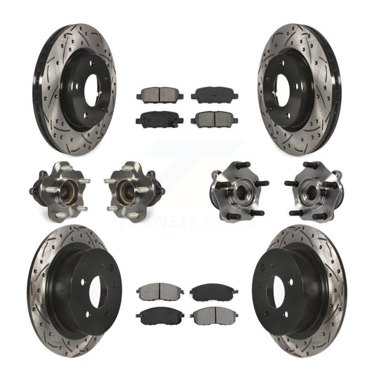 Hub Bearing Coated Disc Brake Rotor Pads Front Rear Kit (10Pc) For Nissan Sentra