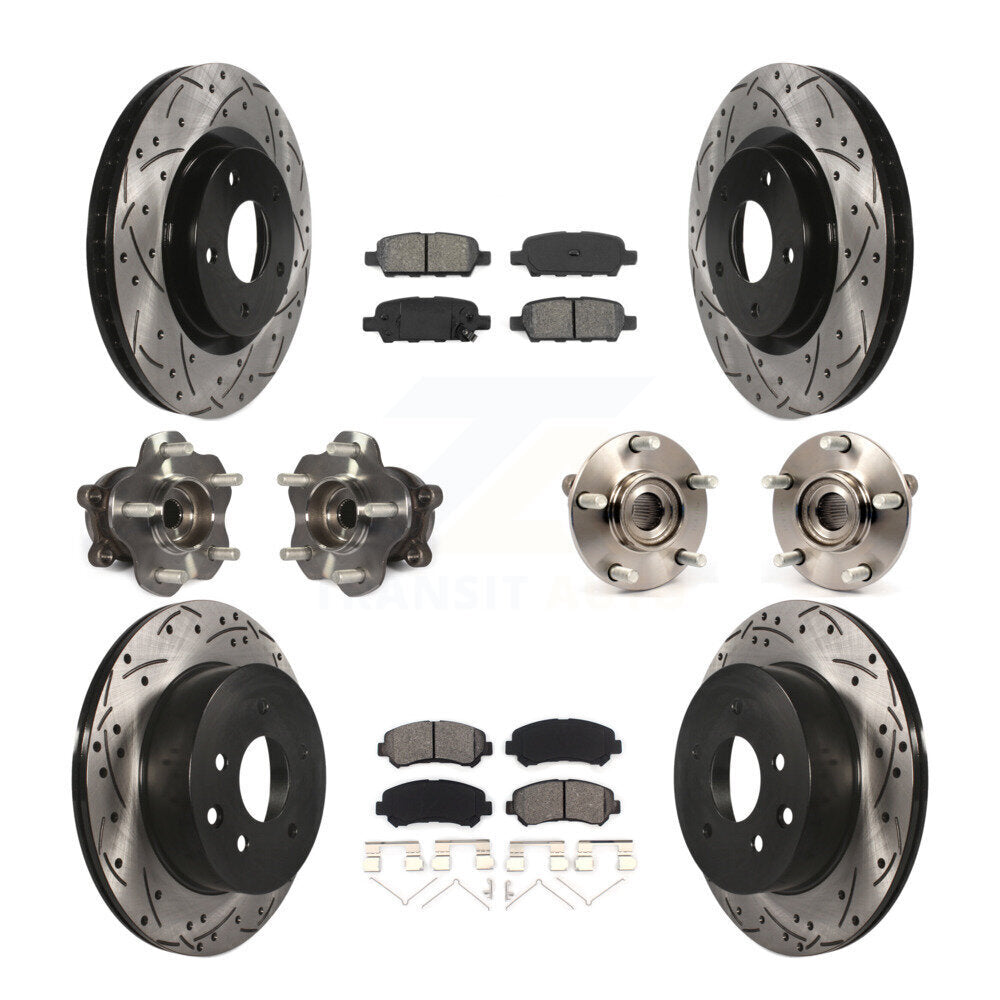 Hub Bearing Coated Brake Rotor Pad Front Rear Kit (10Pc) For Nissan Rogue Select