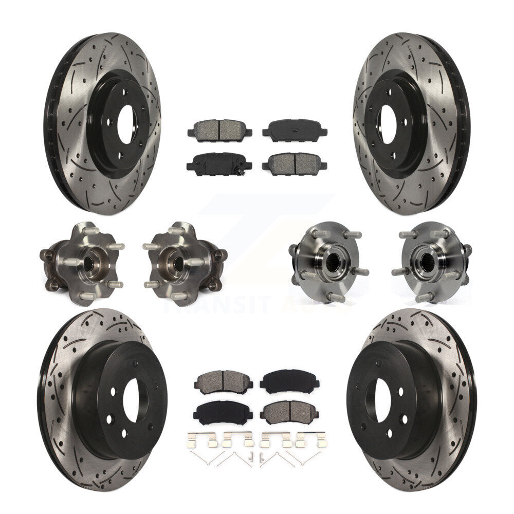 Hub Bearing Coated Disc Brake Rotor & Pads Front Rear Kit (10Pc) For Nissan Juke