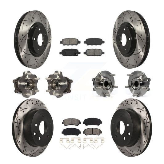 Hub Bearing Coated Disc Brake Rotor & Pads Front Rear Kit (10Pc) For Nissan Juke