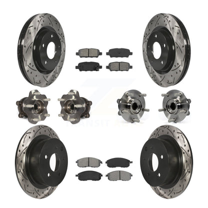 Hub Bearing Coated Disc Brake Rotor & Pads Front Rear Kit (10Pc) For Nissan Juke