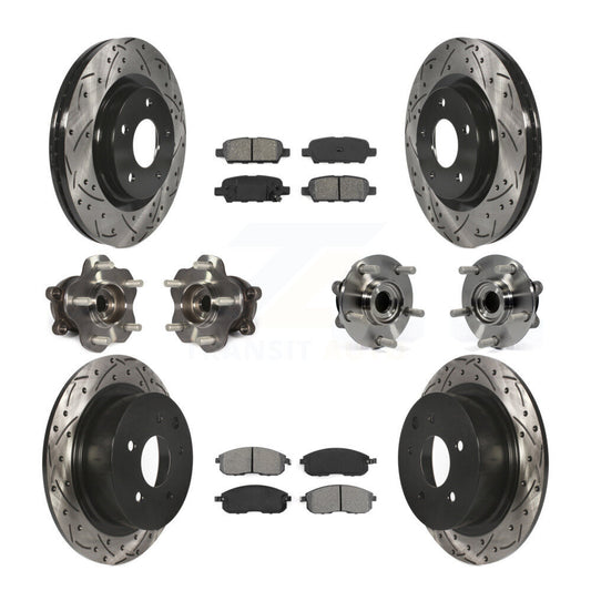 Hub Bearing Coated Disc Brake Rotor & Pads Front Rear Kit (10Pc) For Nissan Juke