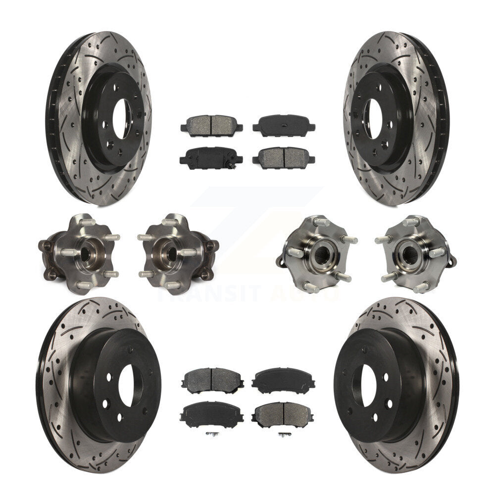 Hub Bearing Coated Brake Rotor Pads Front Rear Kit (10Pc) For Nissan Rogue Sport