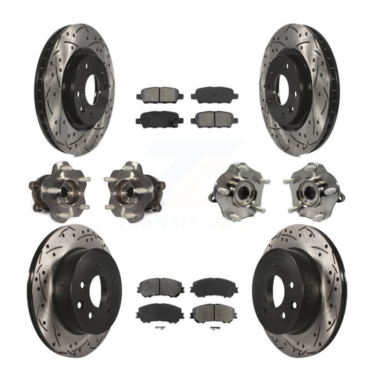 Hub Bearing Coated Brake Rotor Pads Front Rear Kit (10Pc) For Nissan Rogue Sport