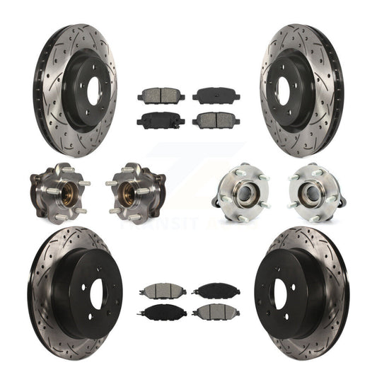 Hub Bearing Coated Brake Rotor & Pad Front Rear Kit (10Pc) For Nissan Pathfinder
