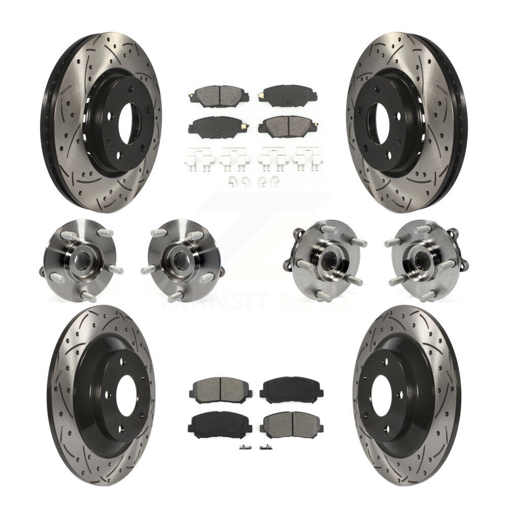 Hub Bearing Coated Disc Brake Rotor And Pad Front Rear Kit (10Pc) For Mazda CX-5