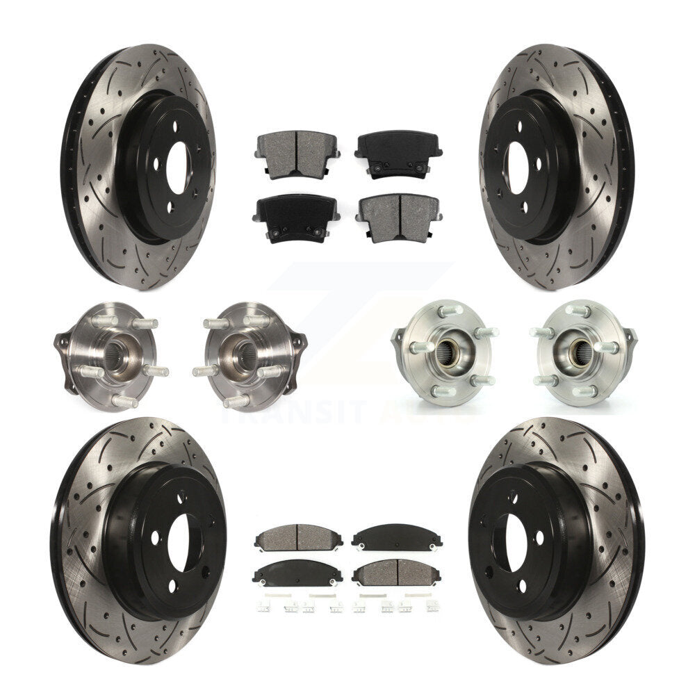 Hub Bearing Coated Brake Rotor & Pad Front Rear Kit (10Pc) For Dodge Charger 300