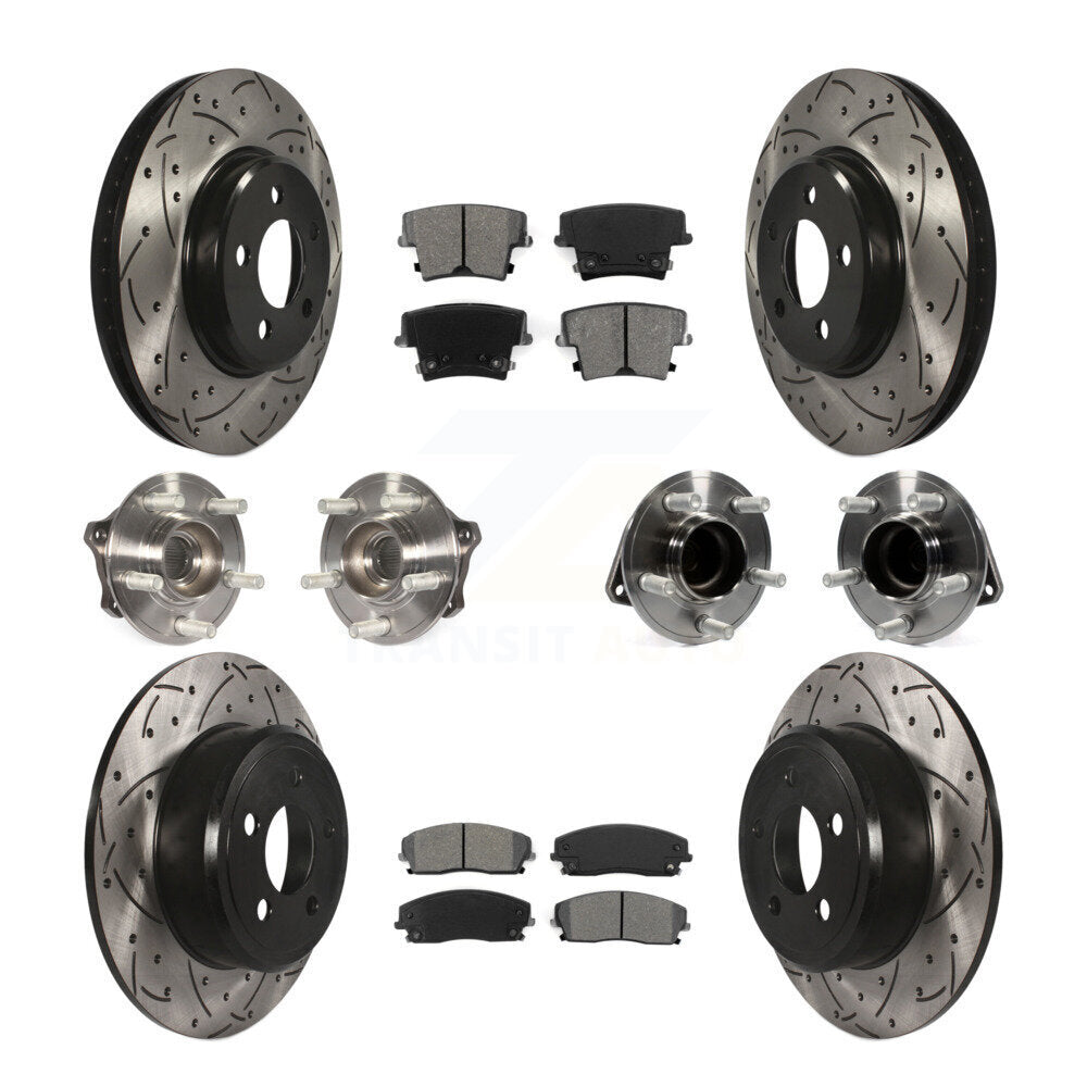 Hub Bearing Coated Brake Rotor & Pad Front Rear Kit (10Pc) For Dodge Charger 300