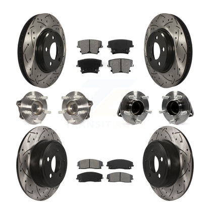 Hub Bearing Coated Brake Rotor & Pad Front Rear Kit (10Pc) For Dodge Charger 300