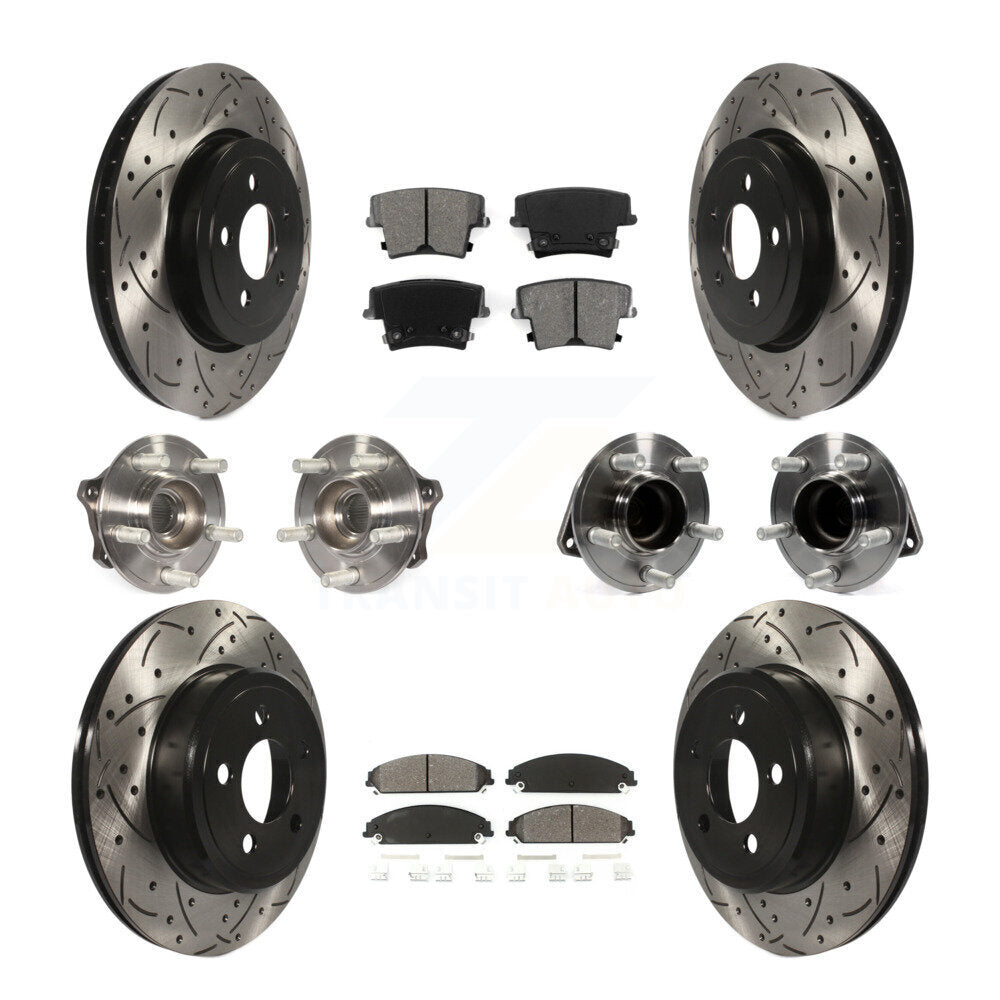 Hub Bearing Coated Brake Rotor & Pad Front Rear Kit (10Pc) For Dodge Charger 300