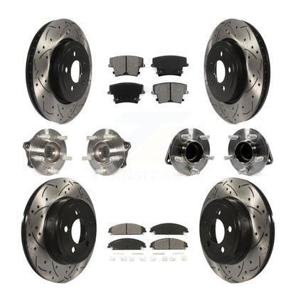 Hub Bearing Coated Brake Rotor & Pad Front Rear Kit (10Pc) For Dodge Charger 300