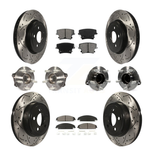 Hub Bearing Coated Brake Rotor & Pad Front Rear Kit (10Pc) For Dodge Charger 300