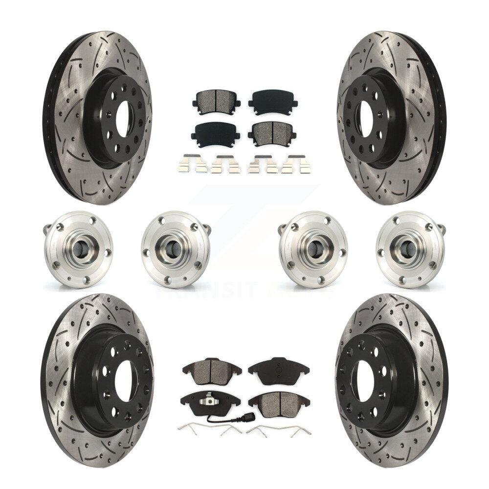 Hub Bearing Coat Brake Rotor Pads Front Rear Kit (10Pc) For Volkswagen Passat CC