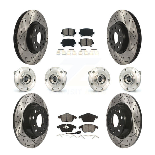 Hub Bearing Coat Brake Rotor Pads Front Rear Kit (10Pc) For Volkswagen Passat CC